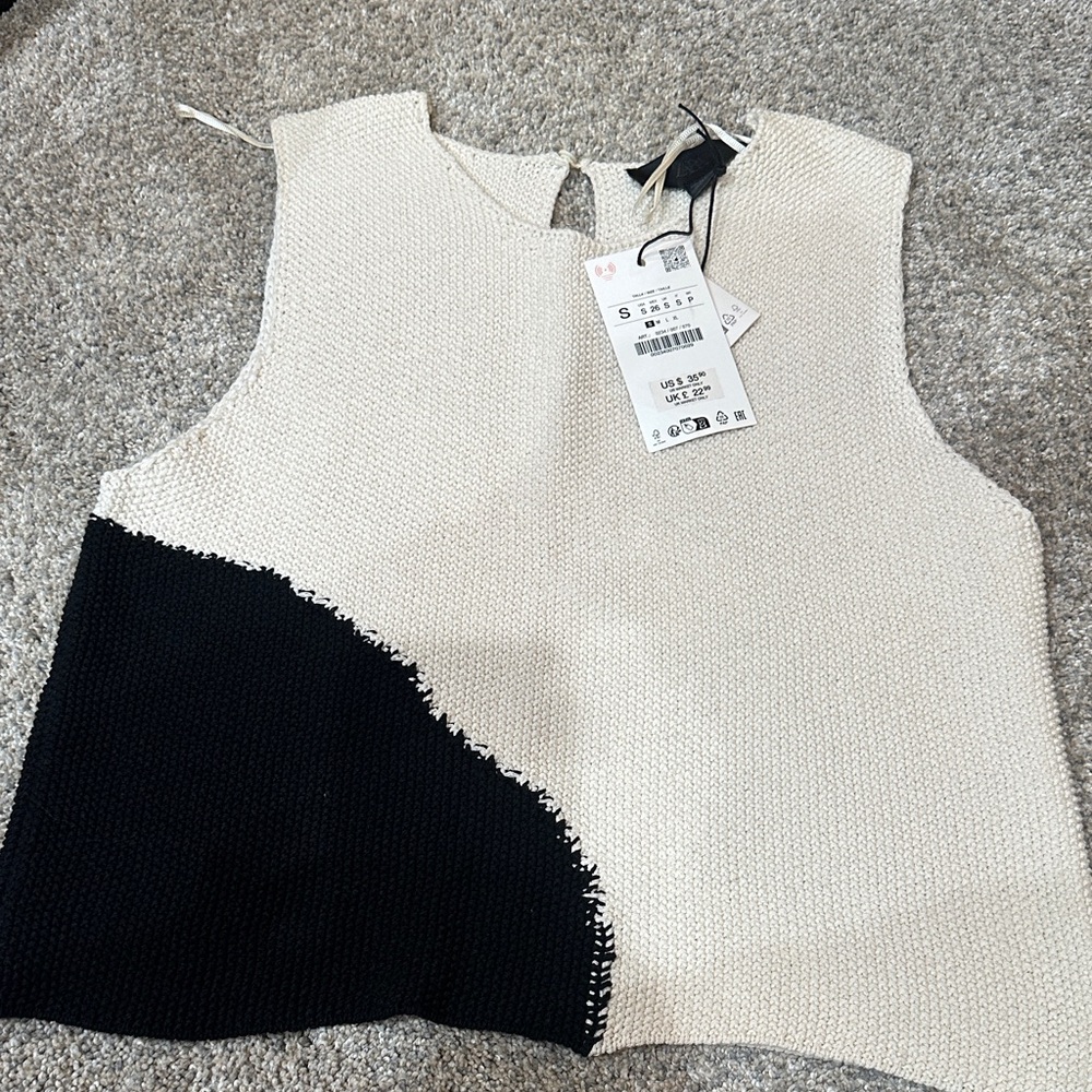 Zara Two-Tone Sleeveless Knit Top - NWT